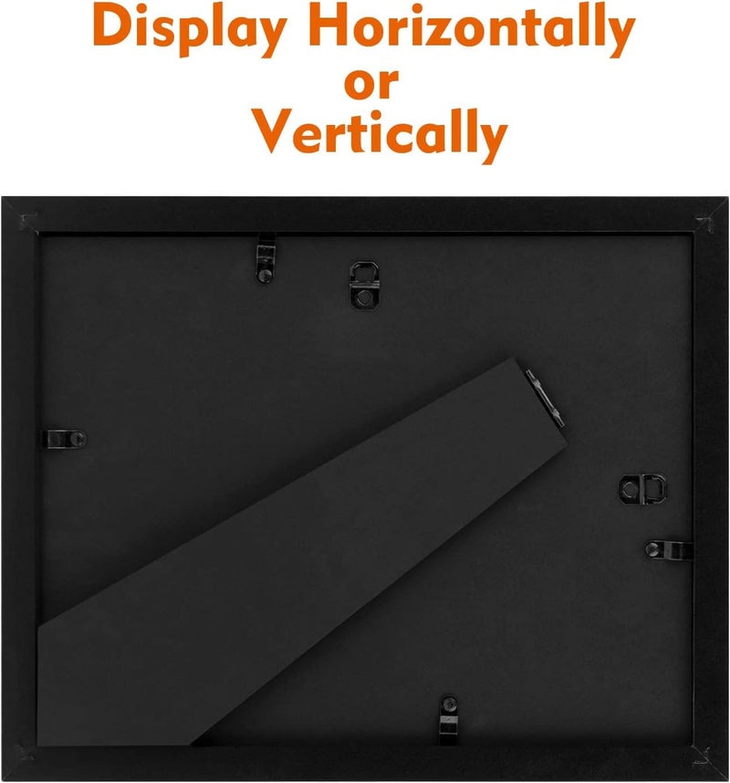 Frametory, 8.5x11 Picture Frame Real Glass - with Back Hangers for Wall Display, Easel Stand for Tabletop, for Certificates, Documents, Awards, Acknowledgements, Wide Molding (Black, 2-Pack) - Image 3